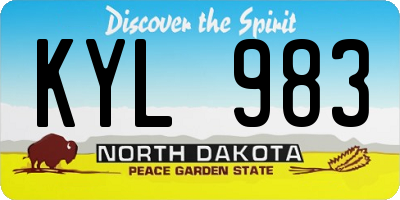 ND license plate KYL983