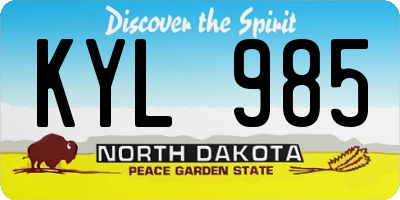 ND license plate KYL985