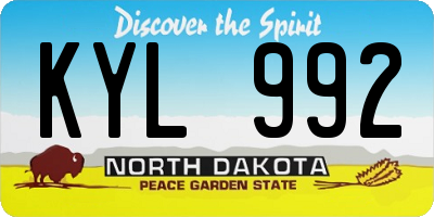 ND license plate KYL992