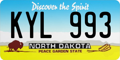 ND license plate KYL993