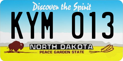 ND license plate KYM013