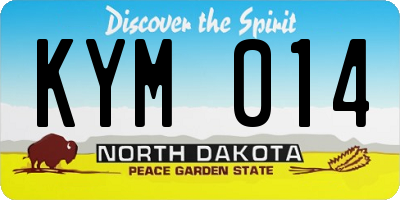 ND license plate KYM014