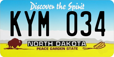 ND license plate KYM034