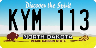 ND license plate KYM113