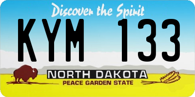 ND license plate KYM133