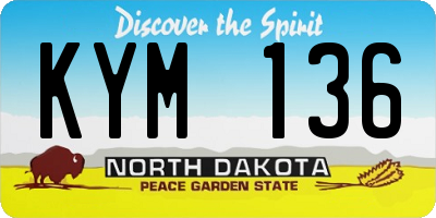 ND license plate KYM136