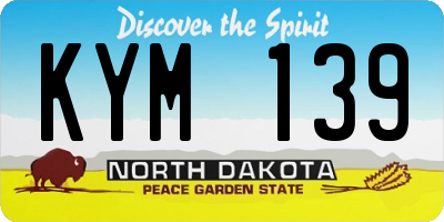 ND license plate KYM139
