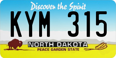 ND license plate KYM315