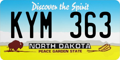 ND license plate KYM363