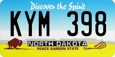 ND license plate KYM398