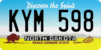 ND license plate KYM598