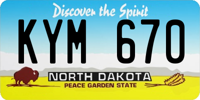 ND license plate KYM670