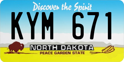 ND license plate KYM671