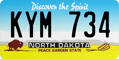 ND license plate KYM734