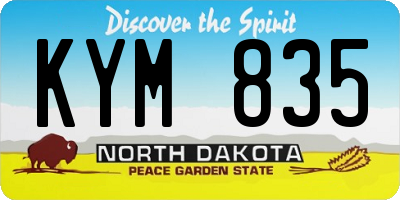 ND license plate KYM835
