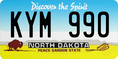 ND license plate KYM990