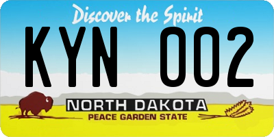 ND license plate KYN002