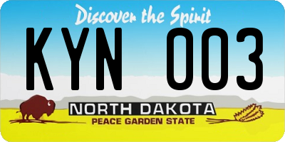 ND license plate KYN003