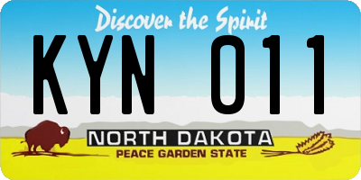 ND license plate KYN011