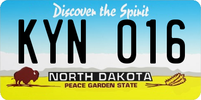 ND license plate KYN016
