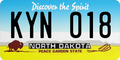 ND license plate KYN018