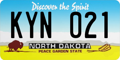ND license plate KYN021