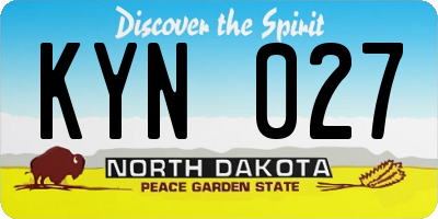 ND license plate KYN027