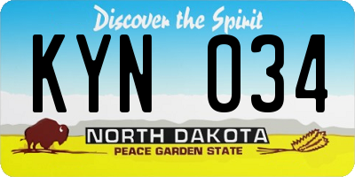 ND license plate KYN034
