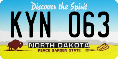 ND license plate KYN063
