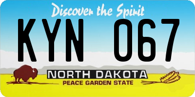 ND license plate KYN067