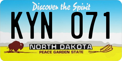ND license plate KYN071