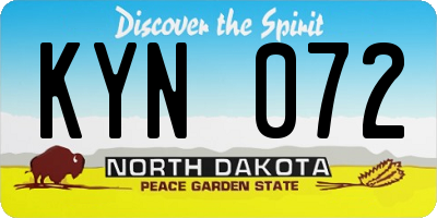ND license plate KYN072