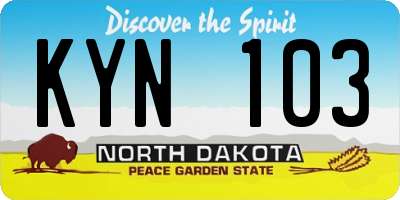 ND license plate KYN103