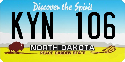 ND license plate KYN106