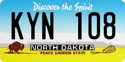 ND license plate KYN108