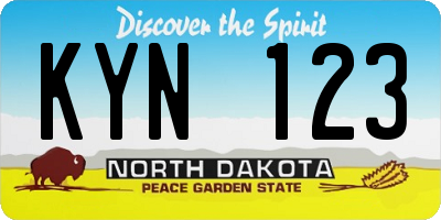 ND license plate KYN123