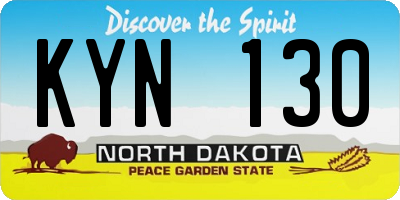 ND license plate KYN130