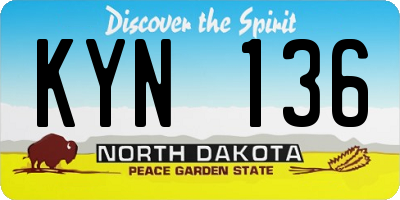 ND license plate KYN136