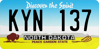 ND license plate KYN137