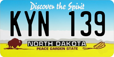ND license plate KYN139