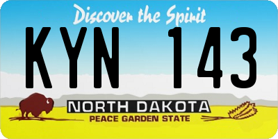 ND license plate KYN143