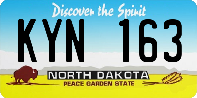 ND license plate KYN163