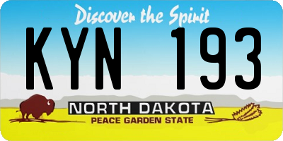 ND license plate KYN193