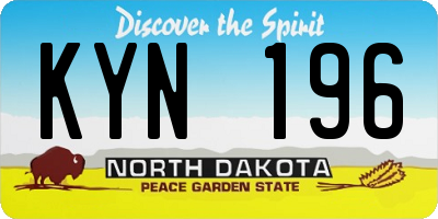 ND license plate KYN196