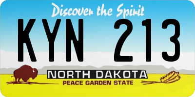 ND license plate KYN213