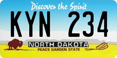 ND license plate KYN234