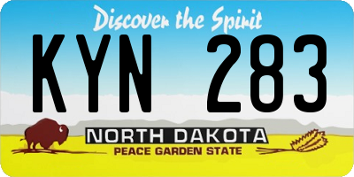 ND license plate KYN283