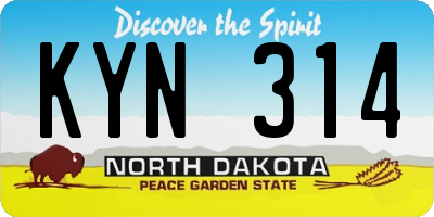 ND license plate KYN314