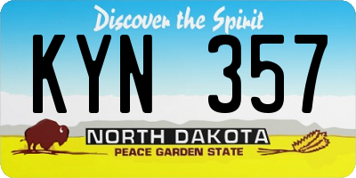 ND license plate KYN357