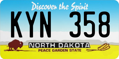 ND license plate KYN358